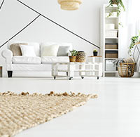 A very white living room.