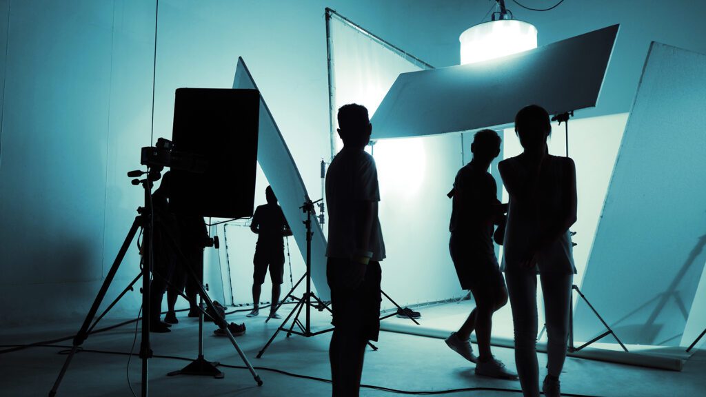 A studio location being used for a commercial production