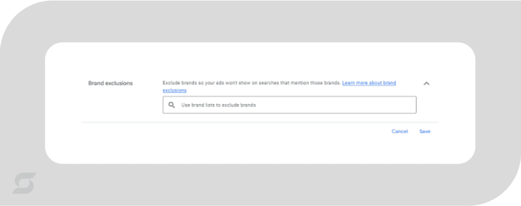 A screenshot showing brand exclusions in performance max campaigns