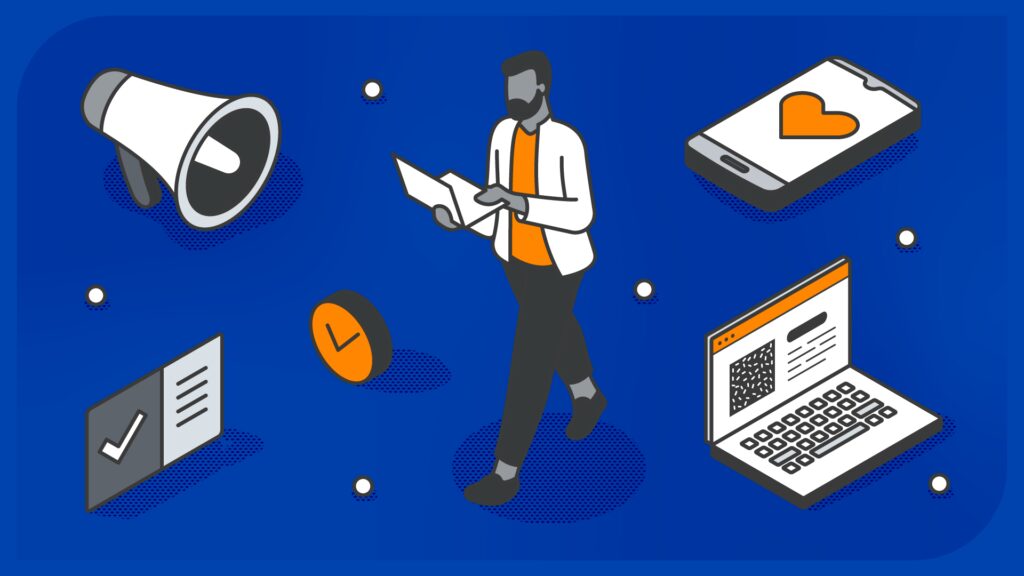 An illustration depicting aligned messaging across channels